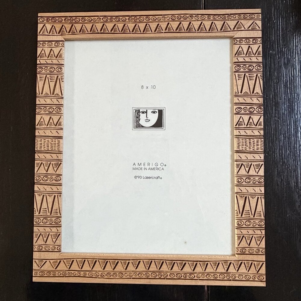 Vintage Lasercraft Wood Carved Picture Frame Amerigo Made In USA 8 X 10 Decor